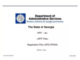 RFP - &lt;#&gt; &lt;RFP Title&gt; Negotiation Plan (SPD-EP005)