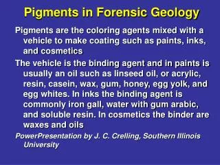 Pigments in Forensic Geology