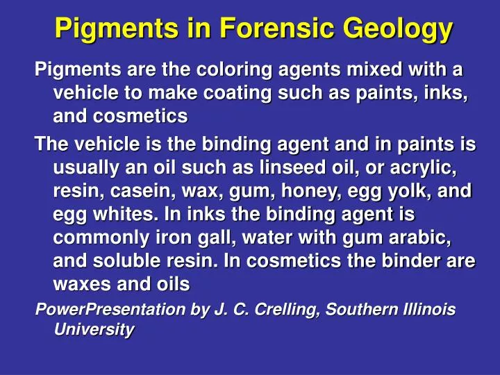 pigments in forensic geology
