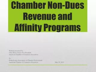 Chamber Non-Dues Revenue and Affinity Programs