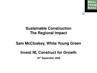 Sustainable Construction The Regional Impact