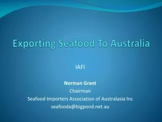 Exporting Seafood To Australia