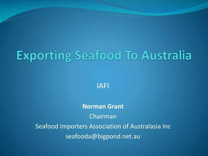 exporting seafood to australia
