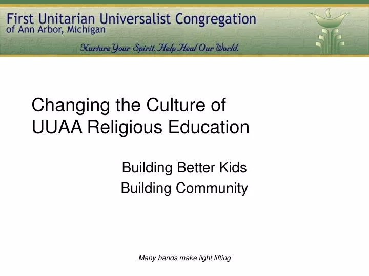 changing the culture of uuaa religious education