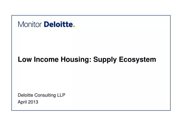low income housing supply ecosystem