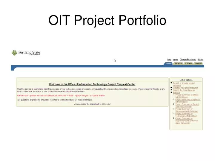 oit project portfolio
