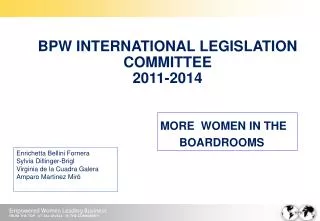 BPW INTERNATIONAL LEGISLATION COMMITTEE 2011-2014
