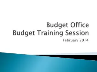 Budget Office Budget Training Session
