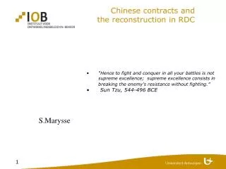 Chinese contracts and the reconstruction in RDC