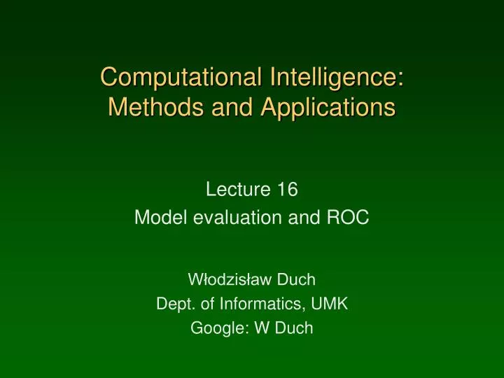 computational intelligence methods and applications