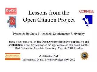 Lessons from the Open Citation Project