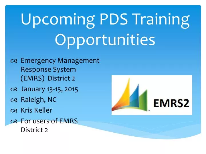 upcoming pds training opportunities