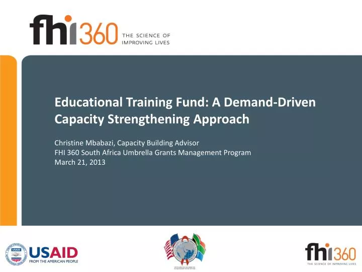 educational training fund a demand driven capacity strengthening approach