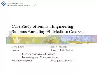 Case Study of Finnish Engineering Students Attending FL-Medium Courses