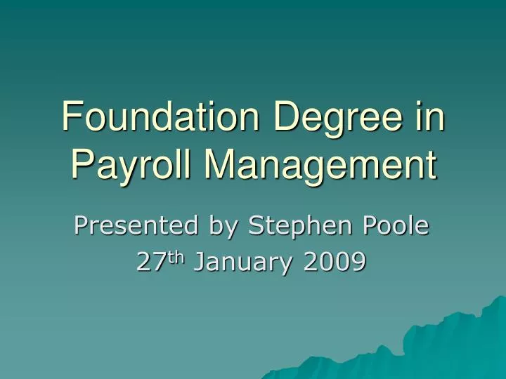foundation degree in payroll management