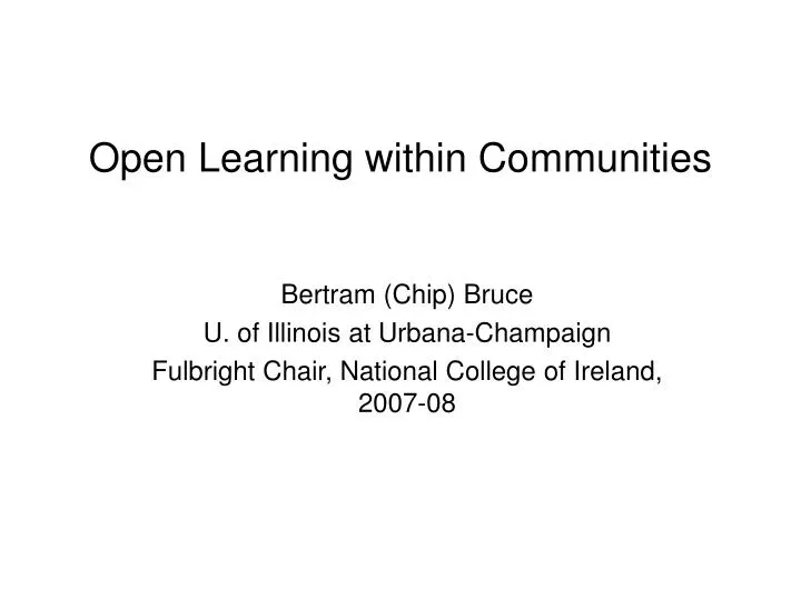 open learning within communities