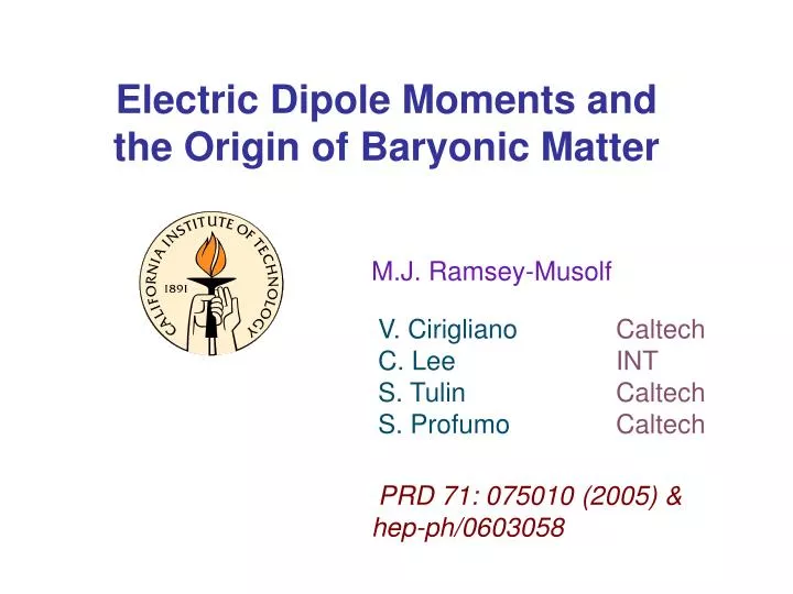 electric dipole moments and the origin of baryonic matter