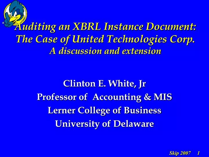 auditing an xbrl instance document the case of united technologies corp a discussion and extension