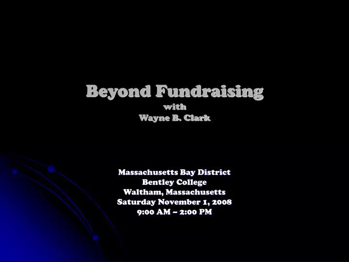 beyond fundraising with wayne b clark