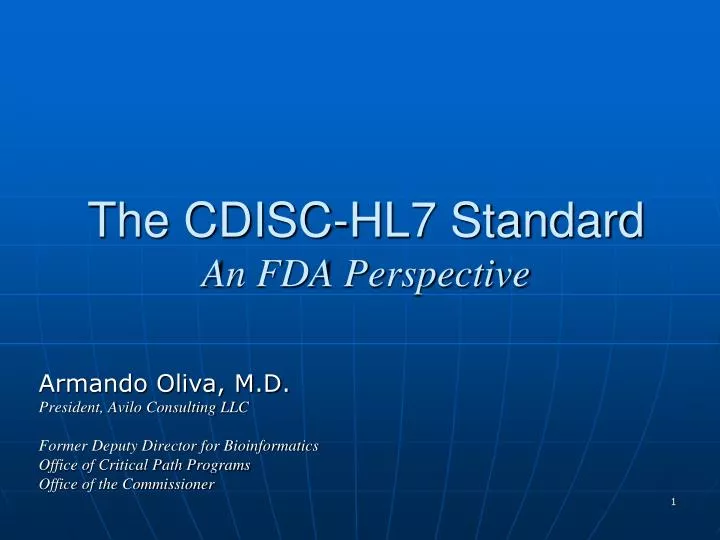 the cdisc hl7 standard an fda perspective