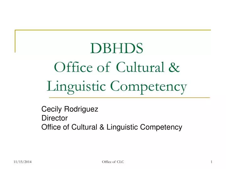 dbhds office of cultural linguistic competency