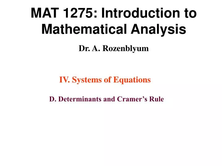 mat 1275 introduction to mathematical analysis dr a rozenblyum