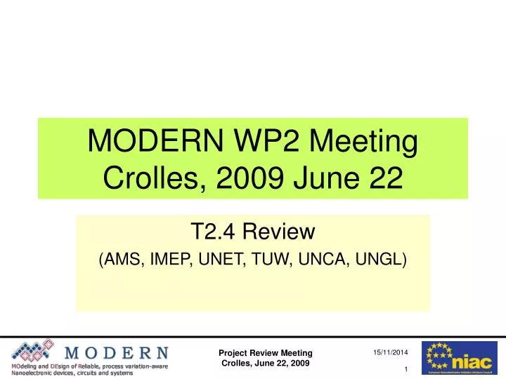 modern wp2 meeting crolles 2009 june 22
