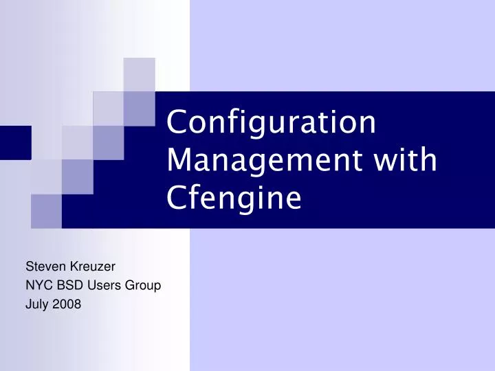 configuration management with cfengine