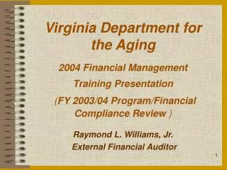 Raymond L. Williams, Jr. External Financial Auditor
