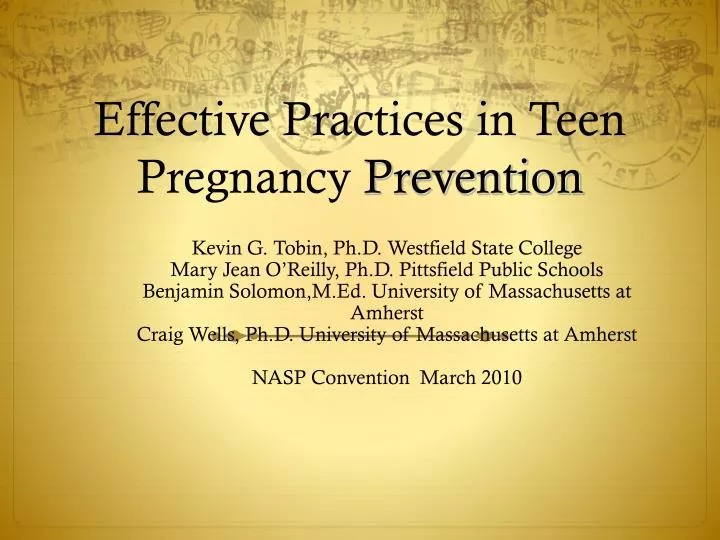 effective practices in teen pregnancy prevention
