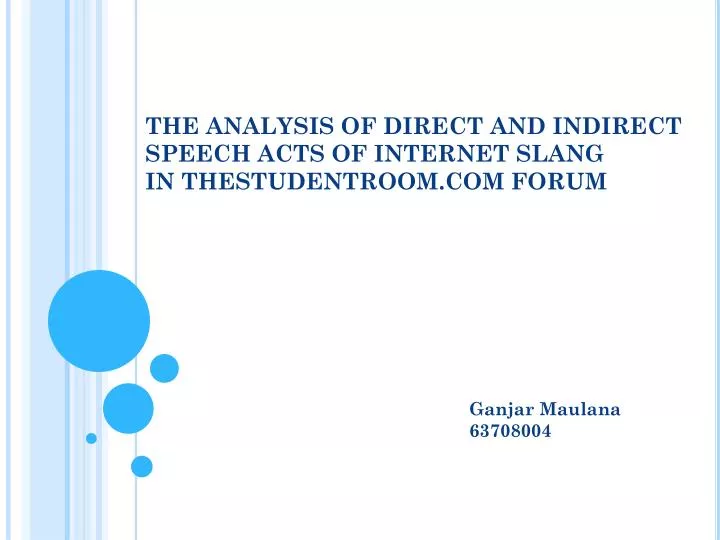 the analysis of direct and indirect speech acts of internet slang in thestudentroom com forum