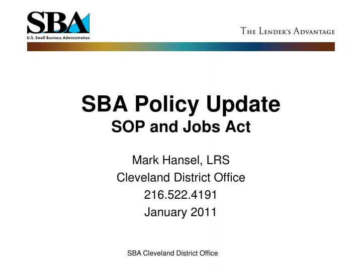 sba policy update sop and jobs act