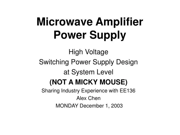microwave amplifier power supply