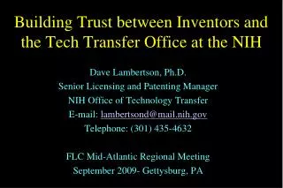 Building Trust between Inventors and the Tech Transfer Office at the NIH