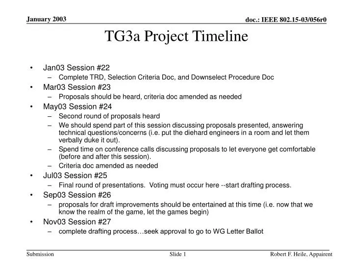 tg3a project timeline