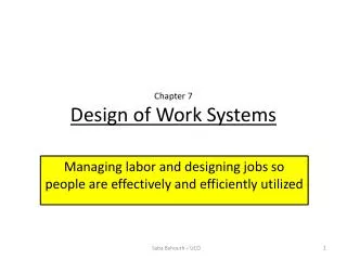 Chapter 7 Design of Work Systems