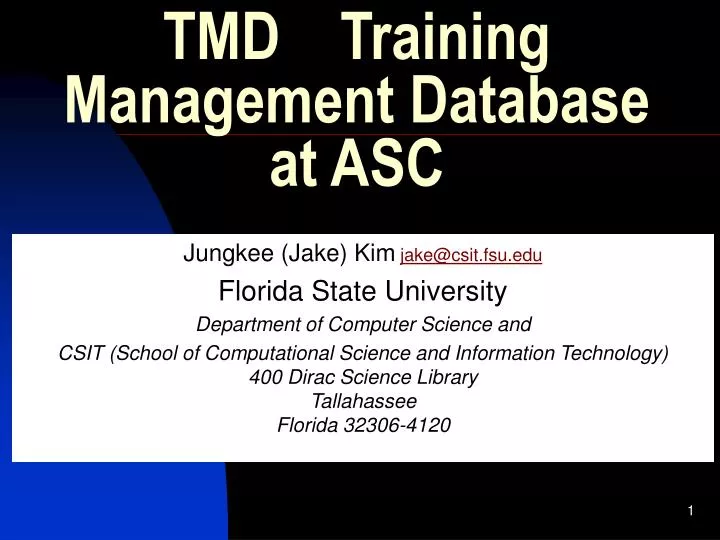 tmd training management database at asc