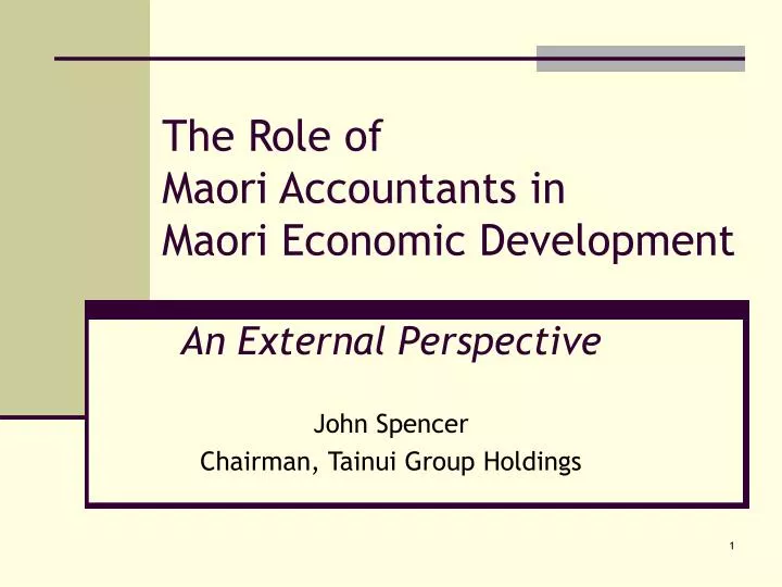 the role of maori accountants in maori economic development