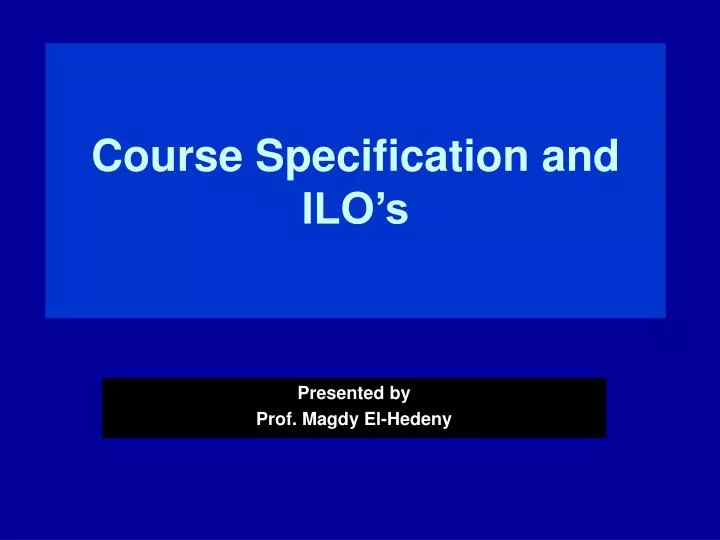 course specification and ilo s