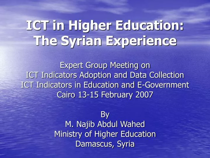 ict in higher education the syrian experience