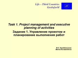 Task 1. Project management and executive planning of activities