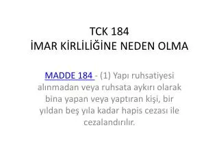 tck 184 mar k rl l ne neden olma