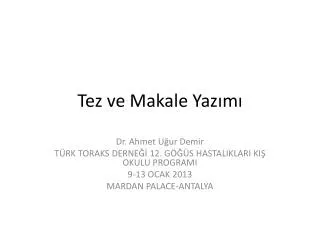 tez ve makale yaz m
