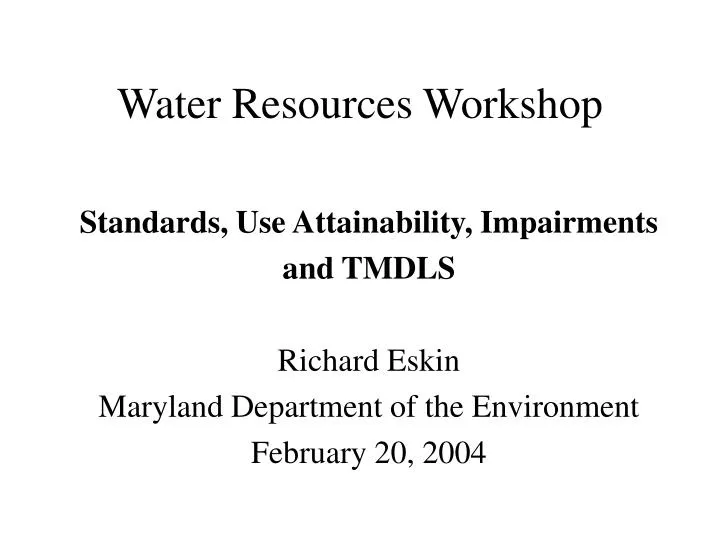 water resources workshop