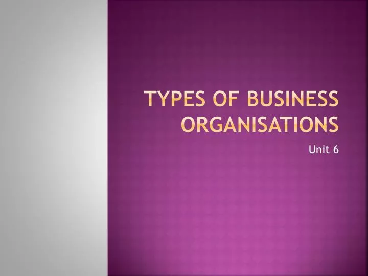 types of business organisations