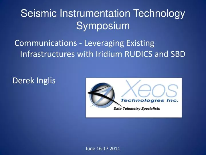 seismic instrumentation technology symposium