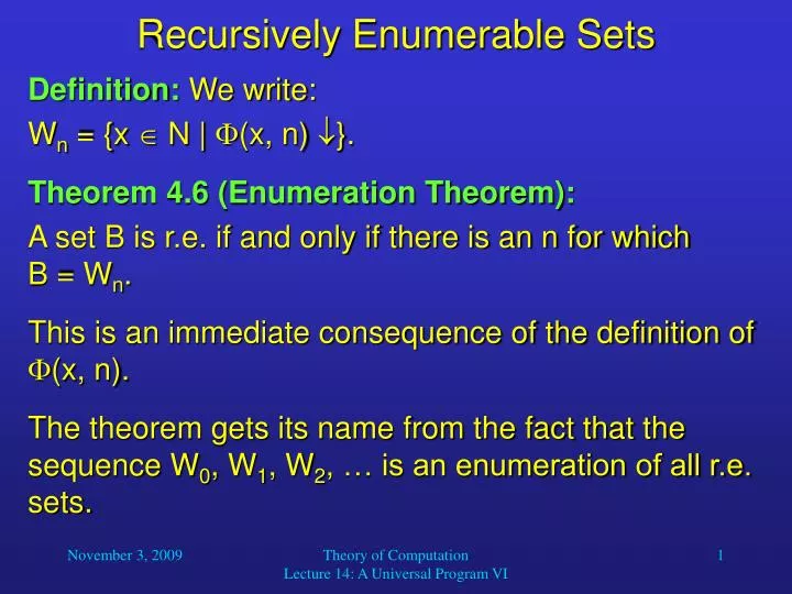 recursively enumerable sets