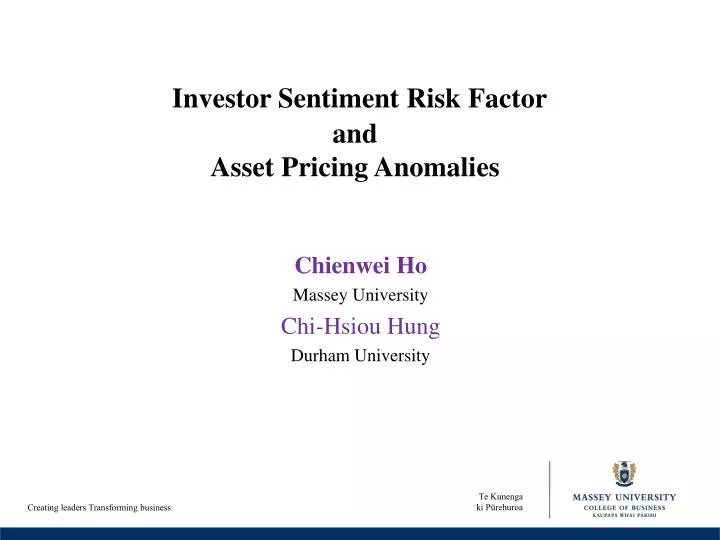 investor sentiment risk factor and asset pricing anomalies