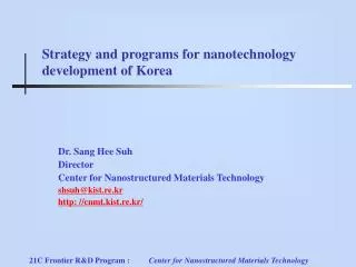 Strategy and programs for nanotechnology development of Korea