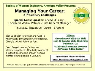 Society of Women Engineers, Antelope Valley Presents: